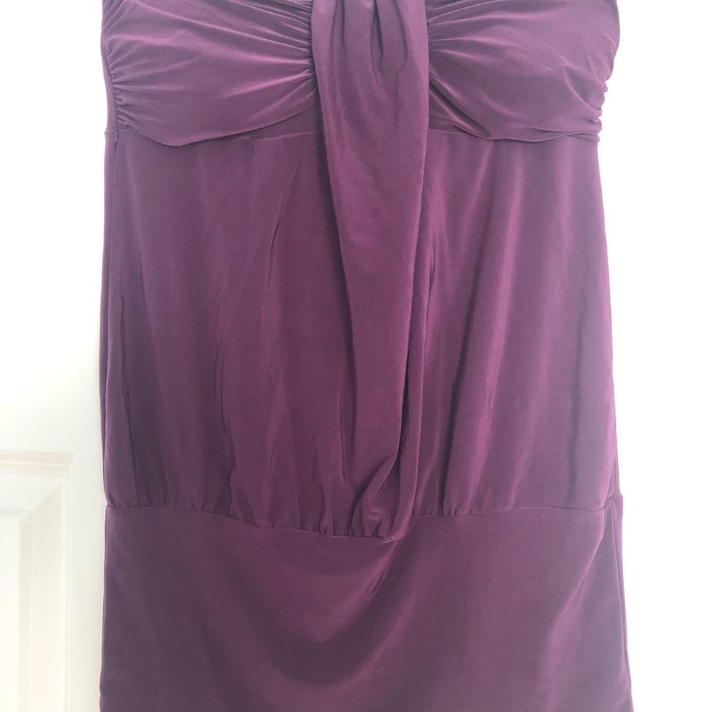 Wet Seal Strapless Ruched Dress in Plum Purple